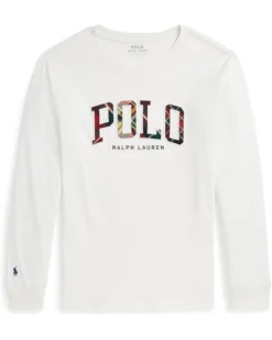 Polo Ralph Lauren Kids Plaid-Logo Cotton Jersey Long Sleeve Tee (Big Kid) | Shirts & Tops