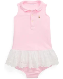 Polo Ralph Lauren Kids Eyelet-Skirt Knit Oxford Dress & Bloomer (Infant) | Dresses