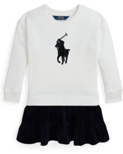 Polo Ralph Lauren Kids Big Pony Corduroy-Skirt Fleece Dress (Toddler/Little Kid) | Dresses
