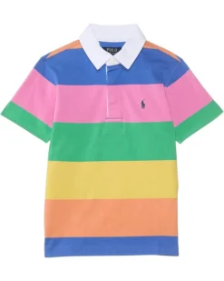 Polo Ralph Lauren Kids Striped Cotton Short-Sleeve Rugby Shirt (Big Kid) | Shirts & Tops