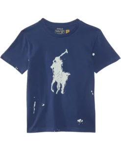 Polo Ralph Lauren Kids Big Pony Paint-Splatter-Print Cotton Tee (Toddler/Little Kid) | Shirts & Tops
