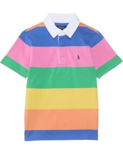 Polo Ralph Lauren Kids Striped Cotton Short-Sleeve Rugby Shirt (Toddler/Little Kid) | Shirts & Tops