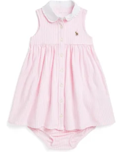 Polo Ralph Lauren Kids Striped Knit Oxford Shirtdress & Bloomer (Infant) | Dresses