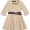 Polo Ralph Lauren Kids Belted Cotton Chino Shirtdress (Little Kids) | Dresses