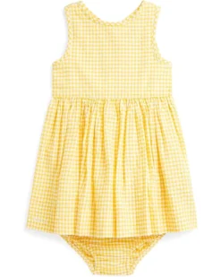 Polo Ralph Lauren Kids Gingham Seersucker Dress & Bloomer (Infant) | Dresses
