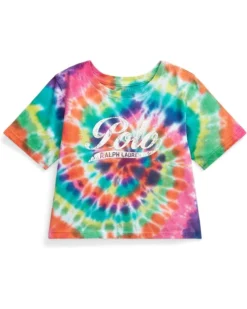 Polo Ralph Lauren Kids Tie-Dye Logo Cotton Jersey Boxy Tee (Toddler) | Shirts & Tops