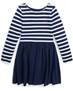 Polo Ralph Lauren Kids Striped Stretch Ponte Dress (Toddler/Little Kid) | Dresses