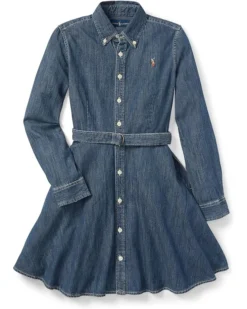 Polo Ralph Lauren Kids Belted Cotton Denim Shirtdress (Big Kids) | Dresses