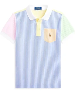 Polo Ralph Lauren Kids Striped Oxford Mesh Polo Shirt (Toddler/Little Kid) | Shirts & Tops