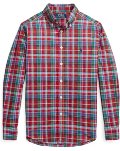 Polo Ralph Lauren Kids Plaid Cotton Poplin Shirt (Big Kids) | Shirts & Tops