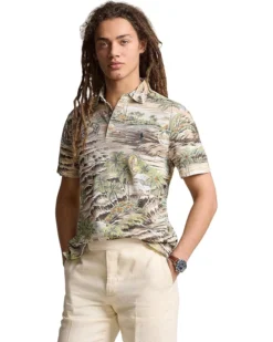 Polo Ralph Lauren Classic Fit Beach-Print Mesh Polo Shirt | Shirts & Tops