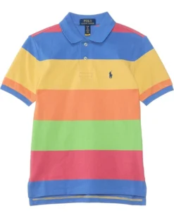 Polo Ralph Lauren Kids Striped Cotton Mesh Polo Shirt (Big Kid) | Shirts & Tops