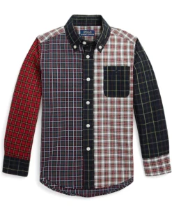 Polo Ralph Lauren Kids Plaid Cotton Poplin Fun Shirt (Toddler/Little Kids) | Shirts & Tops