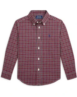 Polo Ralph Lauren Kids Plaid Cotton Poplin Shirt (Toddler/Little Kids) | Shirts & Tops