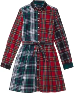Polo Ralph Lauren Kids Plaid Cotton Fun Shirtdress (Big Kid) | Dresses